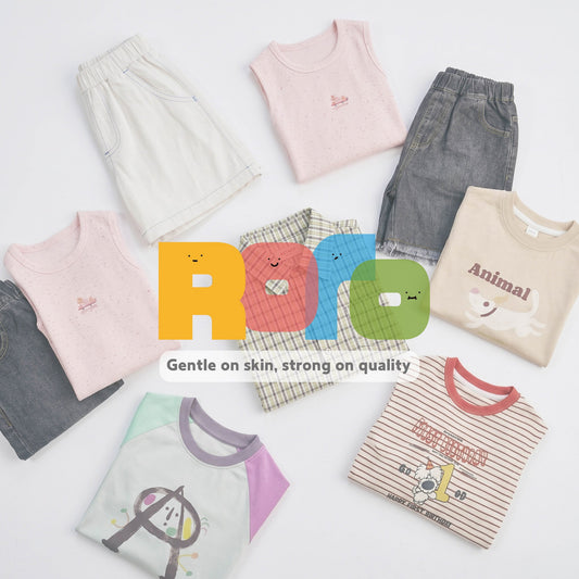 Bright kidswear flat lay for play days